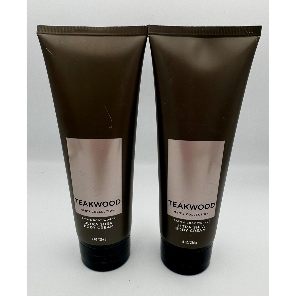 Lot of 2 Bath & Body Works TEAKWOOD Men's Ultra Shea Body Cream 8oz Discontinued